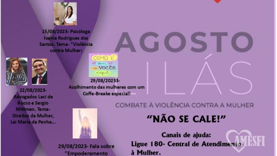 Imagem da postagem PALESTRAS SOBRE AGOSTO LILÁS -